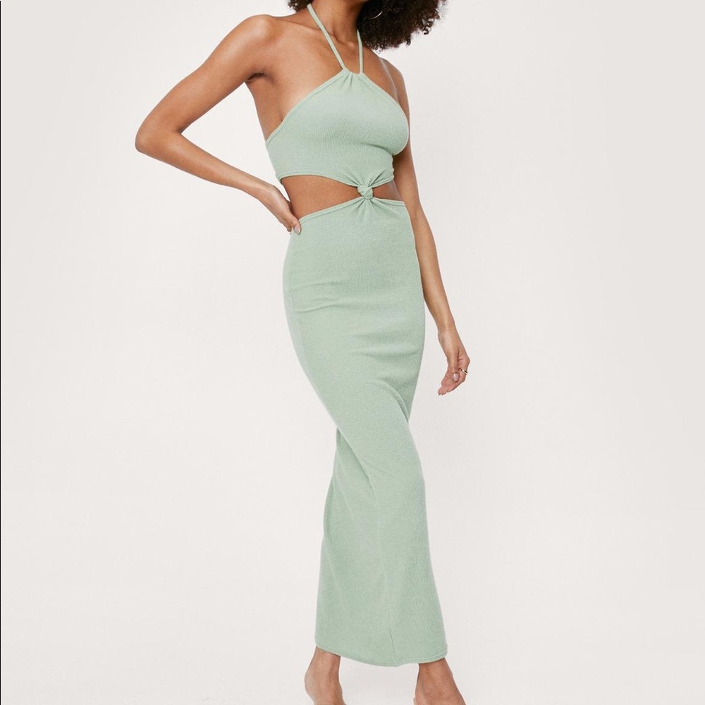 Nasty gal. Ribbed cut out halter maxi dress.